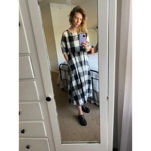 Buffalo Plaid Black and White Dress with Pockets
